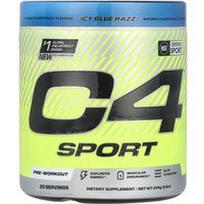 C4 / Cellucor, C4 Sport, prieš treniruotę, ledinio mėlynumo skonio, 244 g