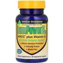 American Biosciences, ImmPower® D3, AHCC® Plus vitaminas D3, 30 vegetariškų kapsulių