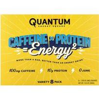 Quantum Energy Square, Kofeino ir baltymų užkandis, įvairių dydžių pakuotė, 8 kvadratėliai, po 48 g (1,69 uncijos)