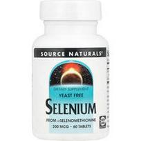 Source Naturals, Selenas, be mielių, 200 mcg, 60 tablečių