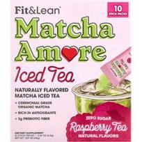 Fit & Lean, „Matcha Amore“ ledinė arbata, aviečių arbata, 10 pakelių po 4,5 g (0,16 uncijos)