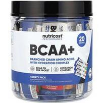 Nutricost, „Performance“, BCAA +, įvairių rūšių pakuotė, 20 pakelių po 0,5 uncijos (13–14 g)