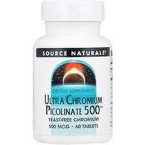 Source Naturals, Ultra chromo pikolinatas 500™, 500 mcg, 60 tablečių