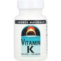 Source Naturals, Vitaminas K, 100 tablečių