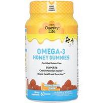 Country Life, Omega-3 medaus guminukai, natūralūs apelsinai, 60 guminukų