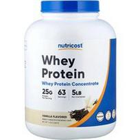 Nutricost, Išrūgų baltymų koncentratas, vanilės skonio, 5 svarai (2268 g)