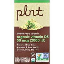 Plnt, Organinis vitaminas D3, 50 mcg (2000 TV), 60 organinių kapsulių