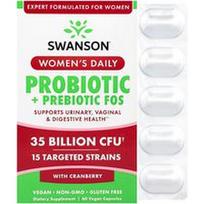 Swanson Vitamins, Moterų kasdienis probiotikas + prebiotikas FOS su spanguolėmis, 35 milijardai KFV, 60 veganiškų kapsulių