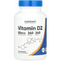 Nutricost, Vitaminas D2, 50 mcg (2000 TV), 240 kapsulių