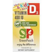 GreenPeach, Kūdikiai ir vaikai + suaugusieji, Vitaminas D3, 400 TV, 0.34 fl oz (10 ml)