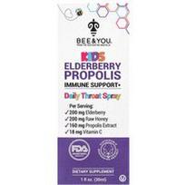 Bee & You, Vaikams skirtas kasdienis gerklės purškalas su šeivamedžio uogų propoliu, 30 ml