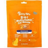 Zesty Paws, 8 viename multivitaminų kačių putėsiai, visoms amžiaus grupėms, su vištiena, 14 pakelių po 6 g (0,2 uncijos)