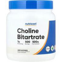 Nutricost, Cholino bitartratas, be skonio, 500 g (17,9 uncijos)