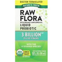 Nature's Truth, „Raw Flora™“ skystas probiotikas, beskonis, 3 milijardai KFV, 30 ml (1 skysčio uncija)
