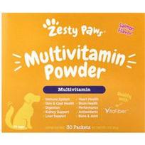 Zesty Paws, Multivitaminų milteliai, šunims, visų amžiaus grupių, su lašiša, 30 pakelių, 60 g
