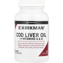 Kirkman Labs, Menkių kepenų aliejus su vitaminais A ir D, 300 minkštųjų kapsulių