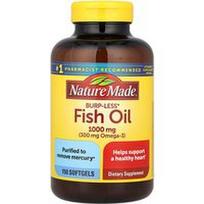 Nature Made, Žuvų taukai, be atsirūgimo, 1000 mg, 150 minkštųjų kapsulių