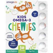 OmegaVia, Vaikams skirti kramtukai Omega-3, nuo 3 metų, su natūraliais vaisiais, 30 kramtukų