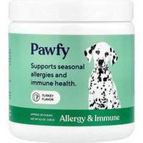 Pawfy, Alergija ir imunitetas, šunims, nuo 6 mėnesių, su kalakutiena, 30 kramtukų, 128 g