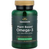 Swanson Vitamins, Augalinės kilmės omega-3, 120 skystų veganiškų kapsulių