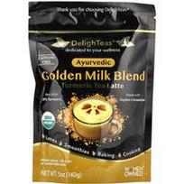 DelighTeas, Ciberžolės arbatos latte, ajurvedinis auksaspalvis pieno mišinys, be kofeino, 140 g