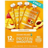 Designer Wellness, Baltymų kokteilis, persikų ir mango, 4 pakeliai po 120 g