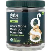 Gaia Herbs, Liūto karčių grybų guminukai, citrusiniai, 60 guminukų