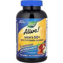 Nature's Way, Alive!® vyrams skirti 50+ multivitaminų guminukai, vaisiniai, 130 guminukų