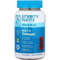 SmartyPants, „Men's Plus“ multivitaminai ir omega rūgštys vyrams, aviečių limonado skonio, 90 guminukų