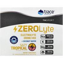Trace, TM Sport, ZEROLyte, elektrolitų gėrimų mišinys + kokosų vanduo, sūrus tropinis, 30 pakelių po 7,5 g