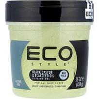 Eco Style, Formavimo gelis, maksimali fiksacija, visiems plaukų tipams, juodasis ricinos aliejus ir linų sėmenų aliejus, 454 g