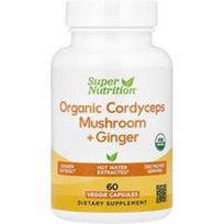 Super Nutrition, Organinis kordicepso grybas ir imbieras, 60 vegetariškų kapsulių