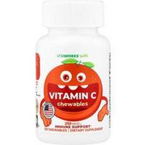 VitaWorks, Vaikams, kramtomosios vitamino C tabletės, apelsinų skonio, 120 kramtomųjų tablečių (125 mg vienoje tabletėje)