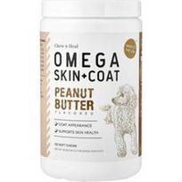 Chew + Heal, „Omega Skin + Coat“, šunims ir katėms, su žemės riešutų sviestu, 180 minkštų kramtomųjų tablečių, 513 g