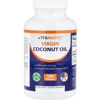 Vitamatic, Nerafinuotas kokosų aliejus, 180 minkštųjų kapsulių (1000 mg vienoje minkštojoje kapsulėje)