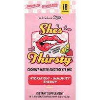 Legendairy Milk, „She's Thirsty®“, kokosų vandens elektrolitų mišinys, braškių limonadas (dėžutė), 18 pakelių po 8,4 g (0,3 uncijos)