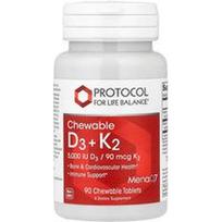 Protocol for Life Balance, Kramtomosios D3 + K2 tabletės, 90 kramtomųjų tablečių