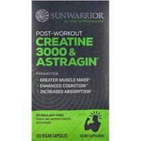 Sunwarrior, Kreatinas 3000 ir Astragin® po treniruotės, 120 veganiškų kapsulių