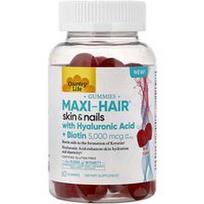Country Life, Maxi-Hair® Skin & Nails guminukai su hialurono rūgštimi ir biotinu, uogų skonio, 60 guminukų