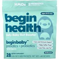 Begin Health, Beginbaby™ prebiotikai + probiotikai, 0–12 mėnesių amžiaus, beskoniai, 28 pakeliai po 1,5 g (0,05 uncijos)