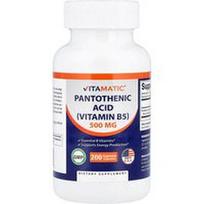 Vitamatic, Pantoteno rūgštis, 500 mg, 200 augalinių kapsulių