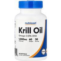 Nutricost, Krilių aliejus, 60 minkštųjų gelių (500 mg viename minkštame gelyje)
