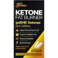 Real Ketones, Ketoninių riebalų degintojas, goBHB® Ketones Plus Caffeine, 60 kapsulių