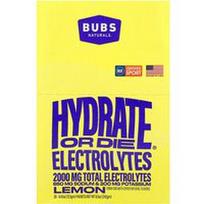 BUBS Naturals, „Hydrate or Die®“ elektrolitų gėrimų mišinys, citrinų skonio, 20 pakelių po 0,43 uncijos (12,1 g)