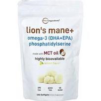 Micro Ingredients, „Lion's Mane“ + Omega-3 (DHA+EPA) fosfatidilserinas, citrina, 240 minkštųjų kapsulių