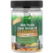 Irwin Naturals, „Milk Thistle Liver Detox™“ v2 guminukai, ananasų ir citrusinių vaisių skonio, 30 guminukų