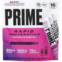Prime Hydration, Greitas rehidratavimas, elektrolitų gėrimų mišinys, uogų ir citrusinių vaisių skonio, 16 lazdelių po 5,7 g (0,2 uncijos)