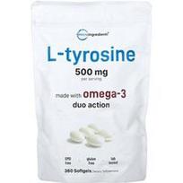 Micro Ingredients, L-tirozinas, 360 minkštųjų kapsulių