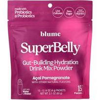Blume, „SuperBelly“, žarnyną stiprinantis hidratacijos gėrimų mišinio milteliai, acai uogų ir granatų, 15 pakelių po 4 g (0,14 uncijos)