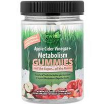 Irwin Naturals, Obuolių sidro actas + medžiagų apykaitos guminukai, obuolių skonio, 40 guminukų (500 mg viename guminuke)